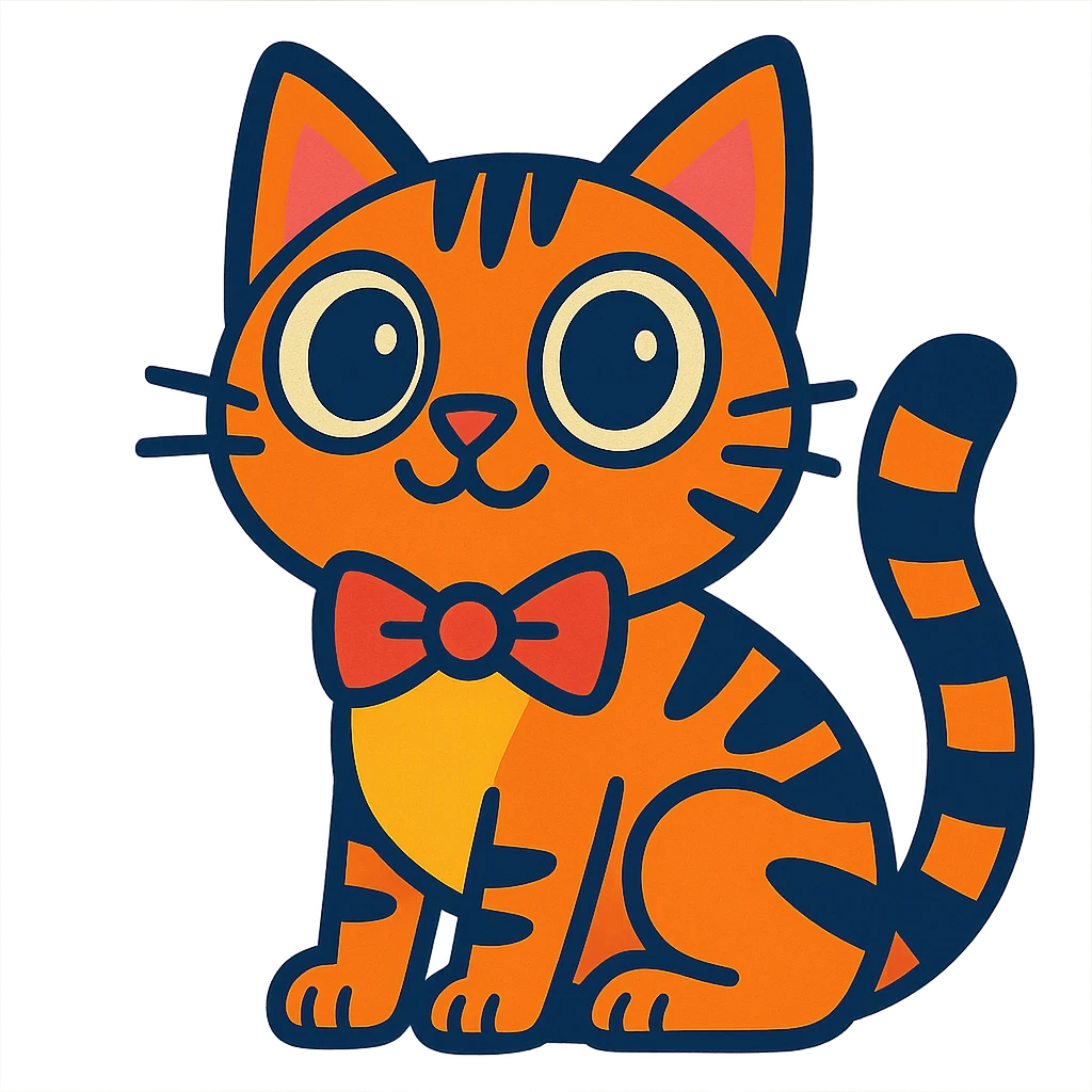 playful cat with oversized eyes and a bowtie emoji