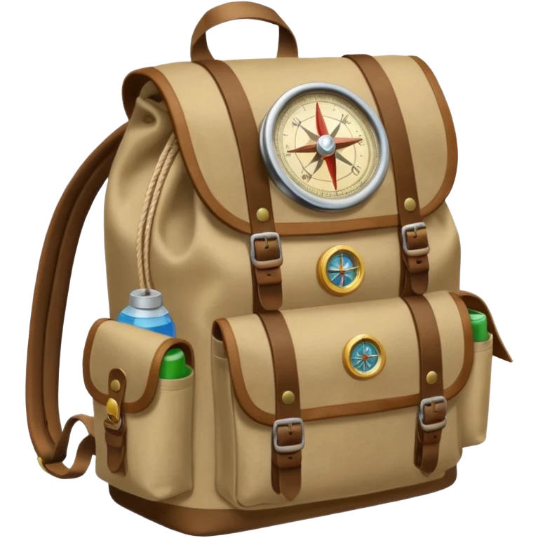 backpack with a lot of exploring items emoji