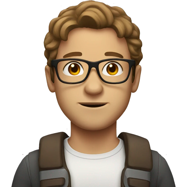 white nerd with shoulder length brown hair and red glassses emoji