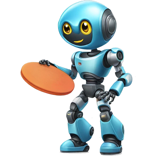 Robot with frisbee emoji