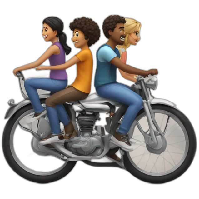 3 friends are going in bike emoji