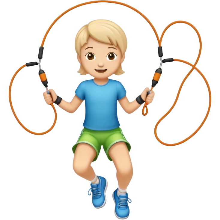 child jumping rope, cheerful expression emoji