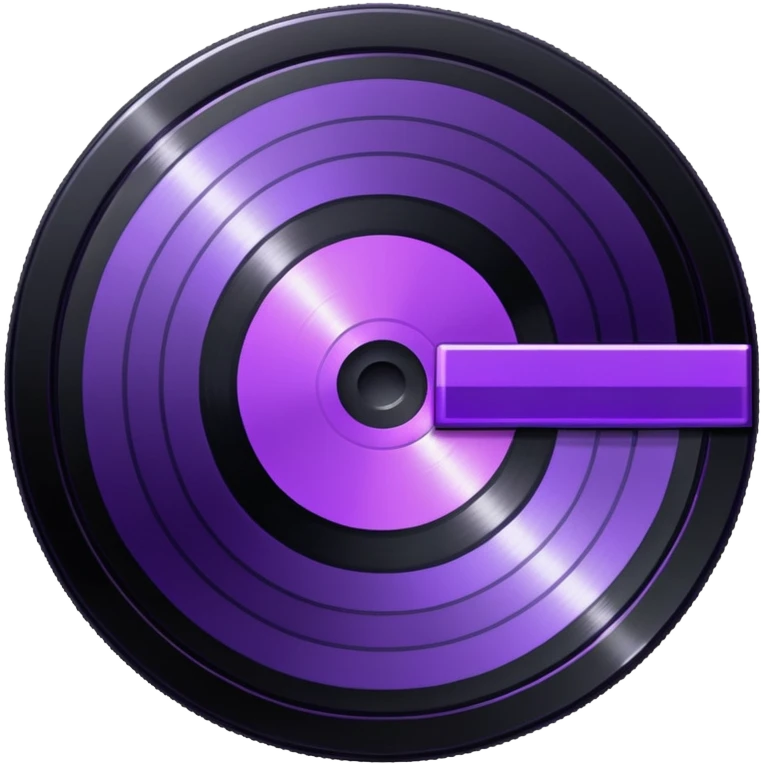 black pixel art record disc with a purple middle label, pixel art emoji