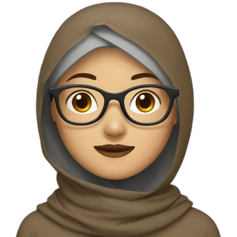 asian woman wearing brown hijab and glasses emoji