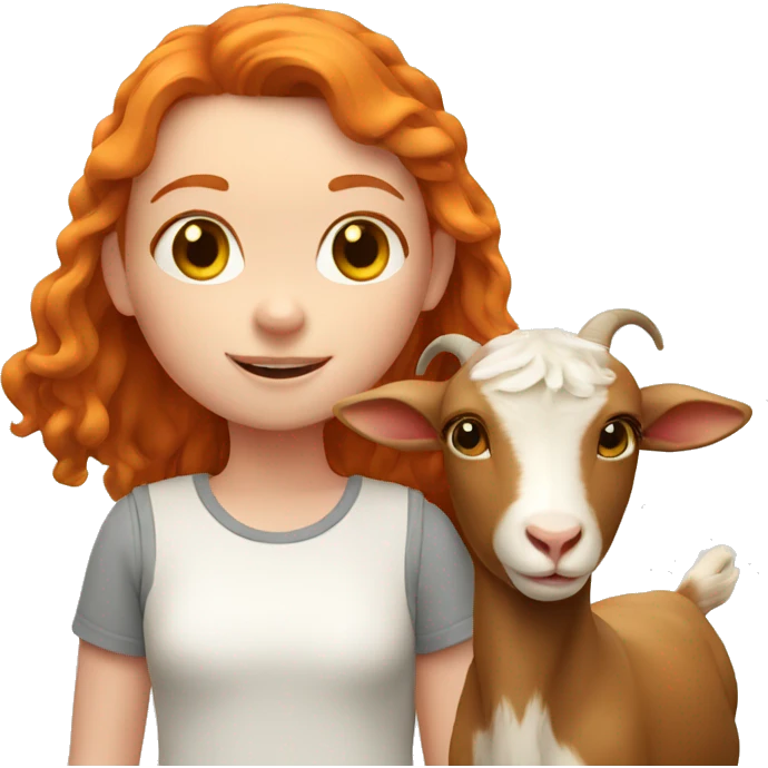 Ginger girl with a goat emoji