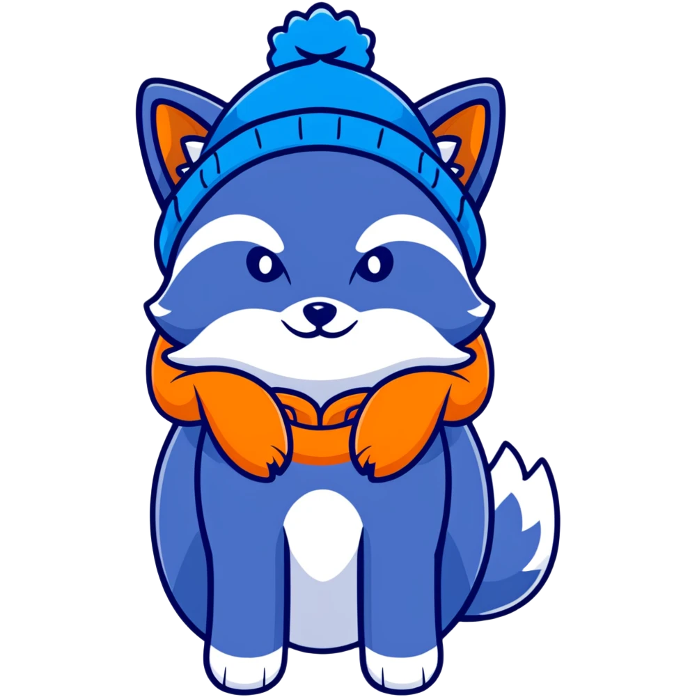blue fox winter hat with ear flaps emoji