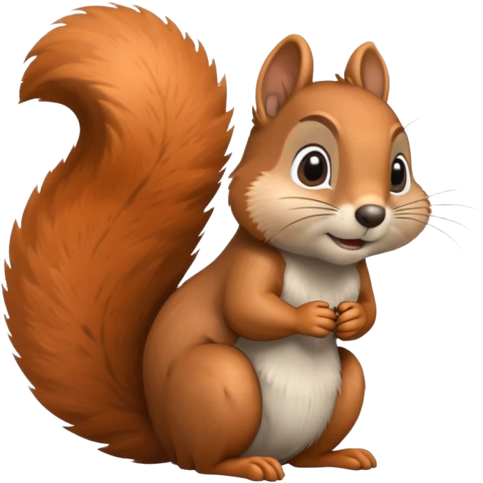 a squirrel in a thinking pose, with exaggerated facial features and a big pondering gesture emoji
