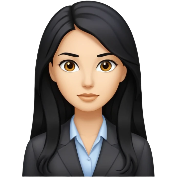 Business woman caucasian long black hair girl emoji