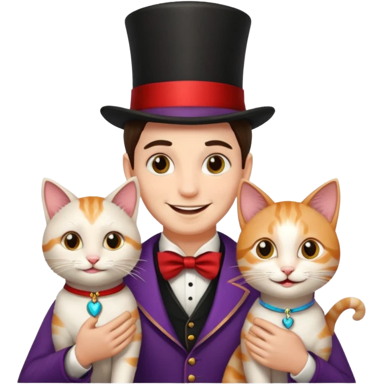 magician couple and their pet cat emoji