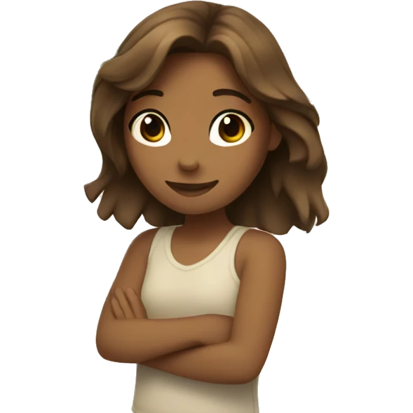 Girl with brown hair hugging a palm tree emoji