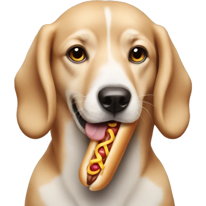 Dog eating a hotdog emoji