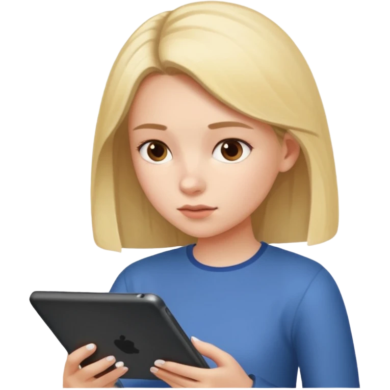 A girl typing in  a tablet emoji