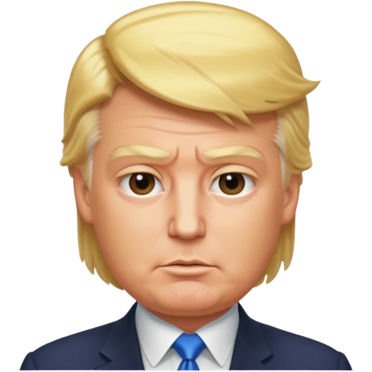 Create a realistic portrait of Trump with styled blond hair & strong lighting. emoji