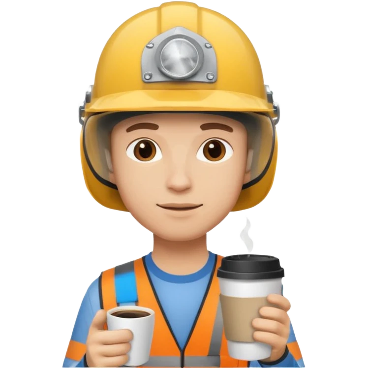 сделай зумера с стаканчиком кофе и в каске emoji