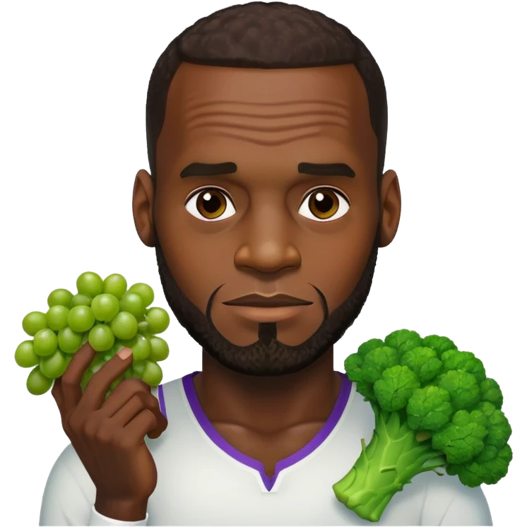 LeBron James offering a bunch of grapes and broccoli emoji
