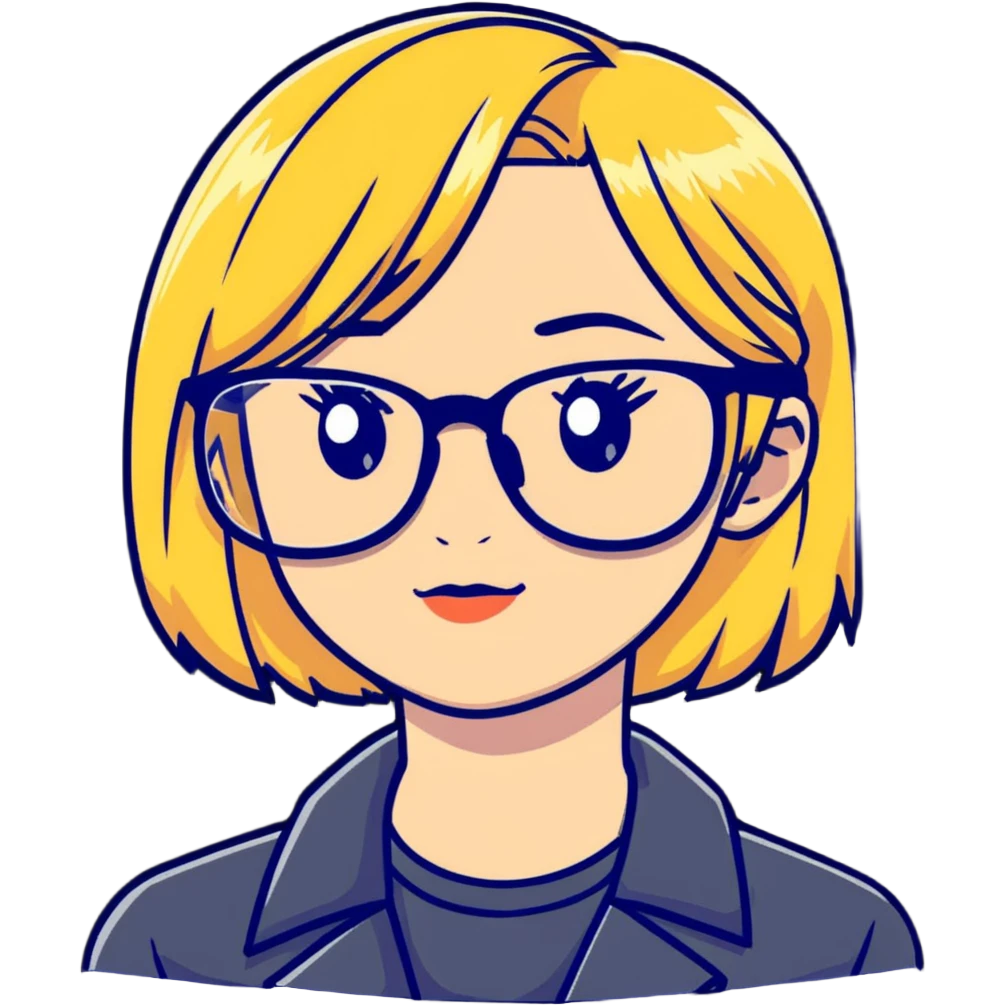 Blonde girl using glasses emoji