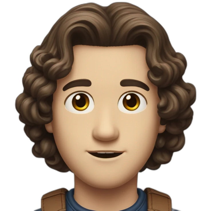 Eddie Munson Joseph Quinn with dark curled long hair stranger things emoji