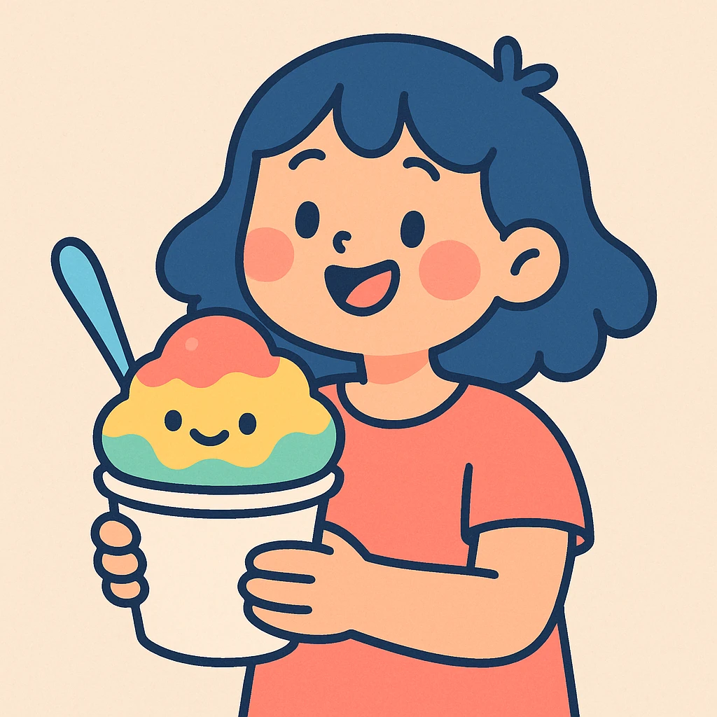 shave ice in a cup, pastel colors, kawaii style emoji