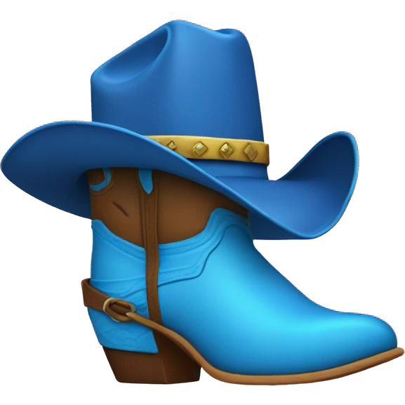 Tall blue cowboy boot with cowboy hat on top emoji