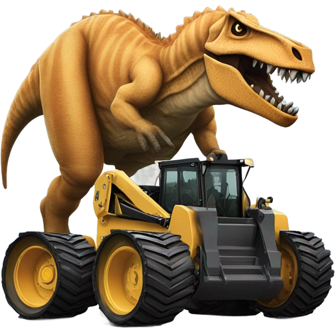 Skid steer on top of dinosaur emoji