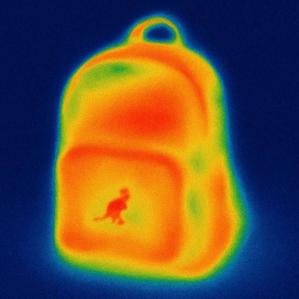 A Kangol backpack with small logo emoji