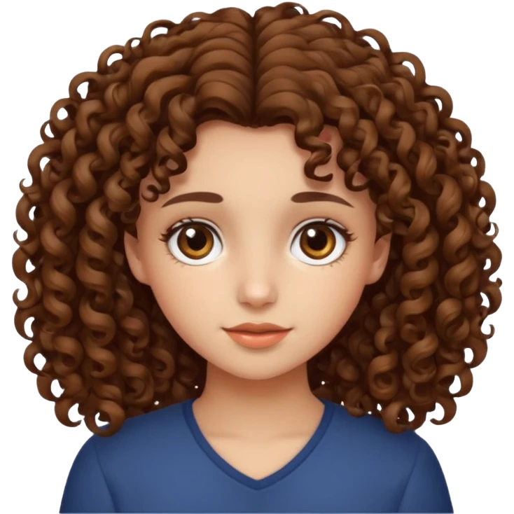Make a a girl with curly brown hair and brown eyes emoji