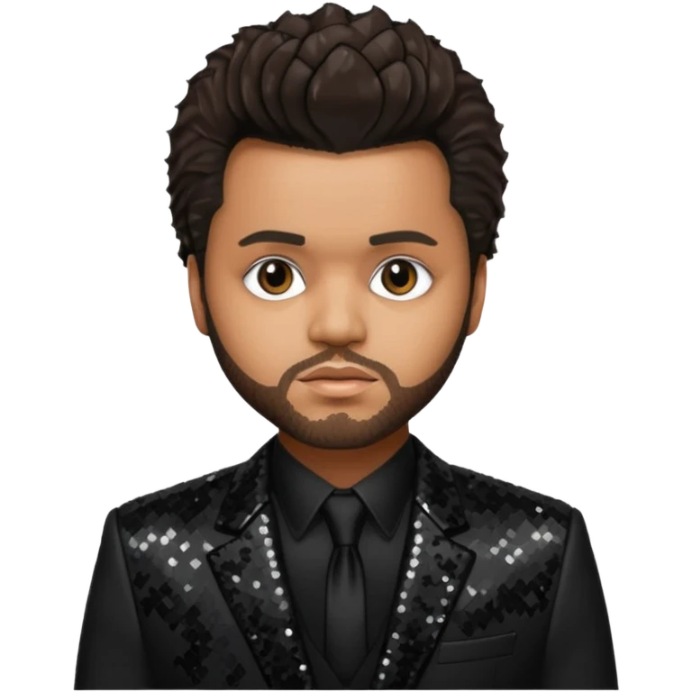 The Weeknd with Dark Brown Hair, Black Sequin Suit  emoji