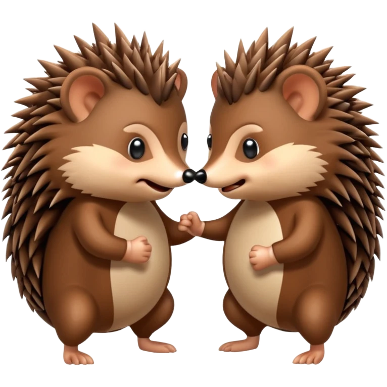 Two hedgehogs are fighting friendly emoji