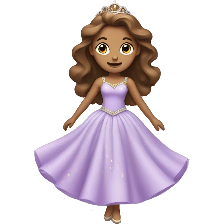 Dancing Princess in lilac dress with tiara with Brown hair emoji