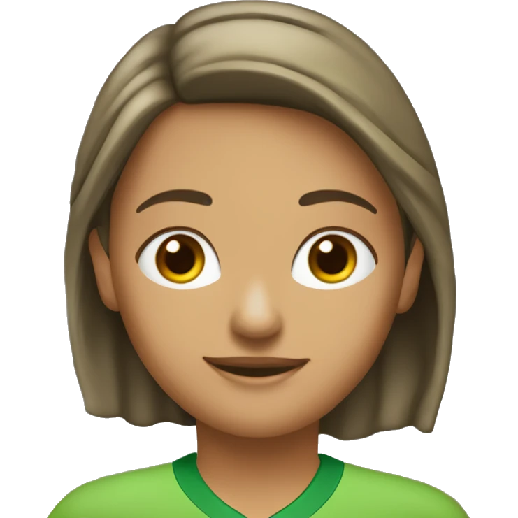 Una chica pelirroja con un jersey verde pistacho de cuello vuelto emoji