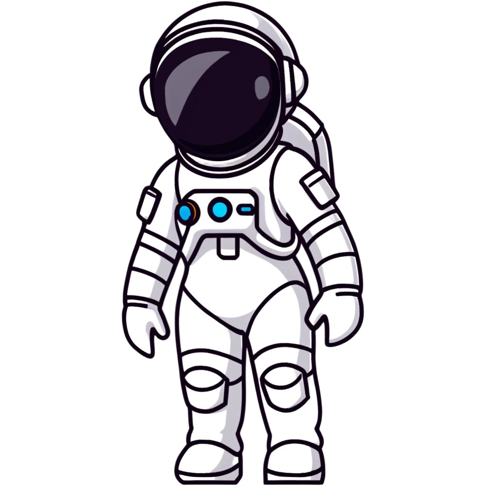 Futuristic female astronaut in a high-tech spacesuit, sleek helmet with reflective visor, detailed sci-fi armor, standing pose, science fiction aesthetic emoji
