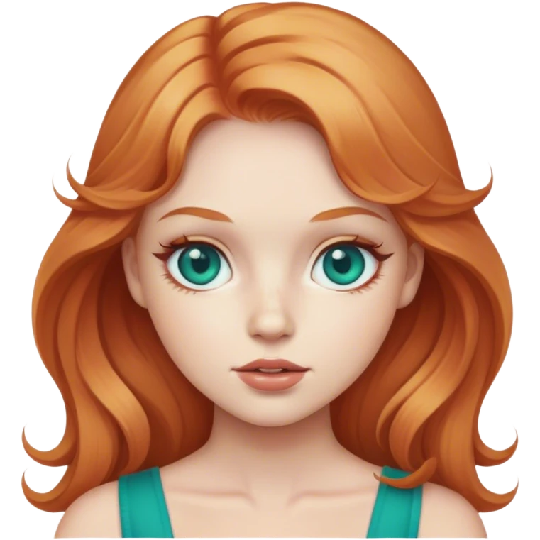 strawberry blonde girl with teal eyes emoji