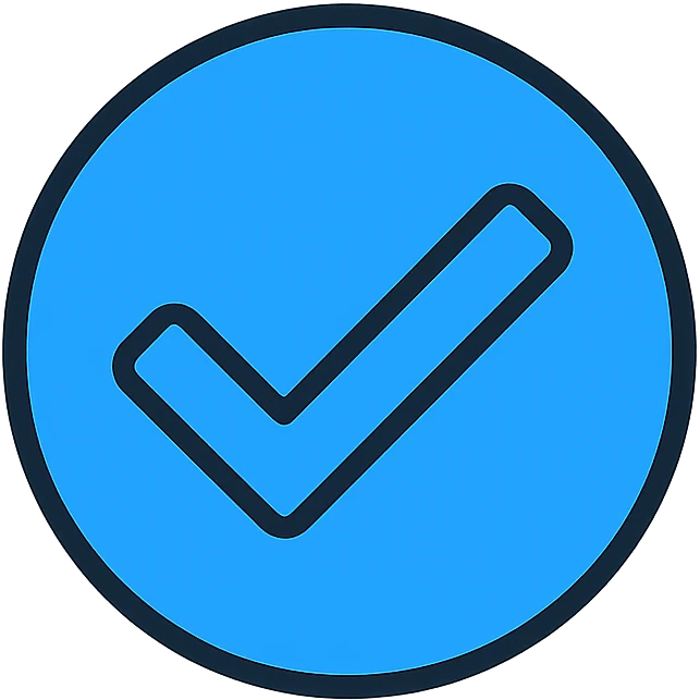 blue check mark, simple, modern, icon style emoji