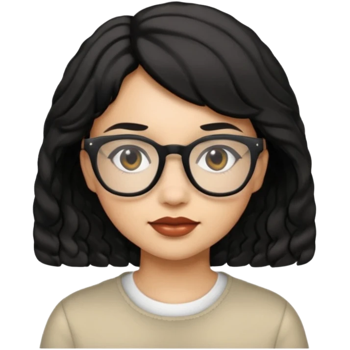 niña con pelo ondulado corto pero no tan corto color negro y lentes negros emoji