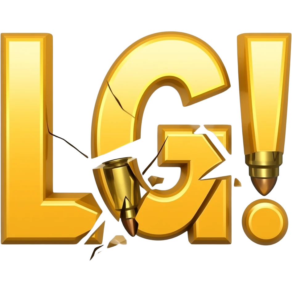 Надпись MLG! жёлтого цвета и сломалась от выстрела пули emoji