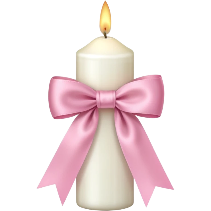 white candle with pink pastel ribbon emoji