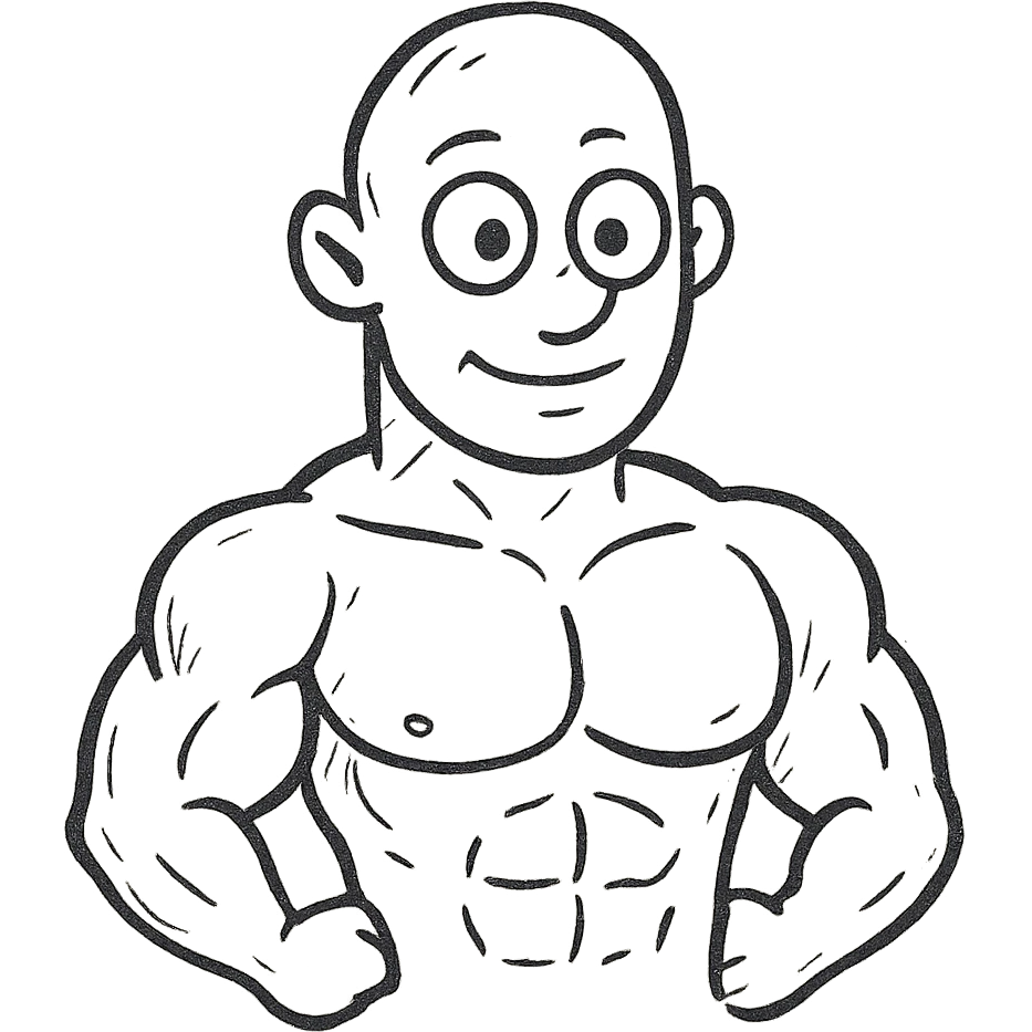 bald muscular man with big eyes emoji