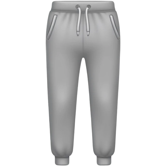 A realistic simple grey sweatpants icon, no person, isolated on transparent background, flat emoji style emoji