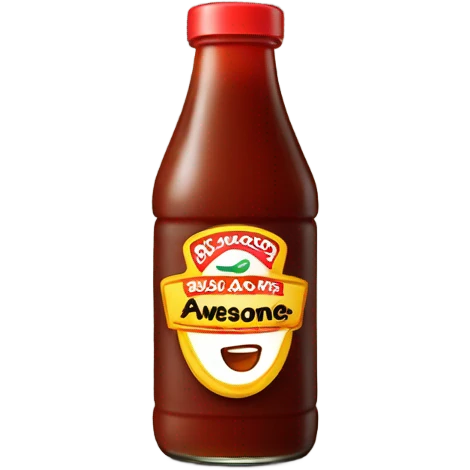 Make a bottle of sauce that says awesome sauce on it emoji