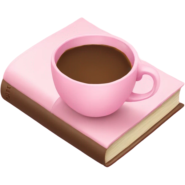 Light pink book with coffee  emoji