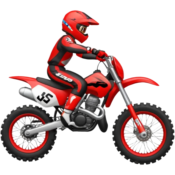 Moto cross noire et rouge avec des pneus lisses  emoji