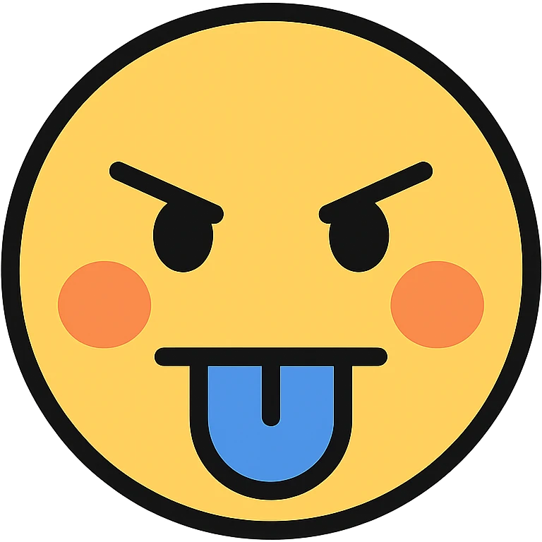 petty character sticking tongue out emoji