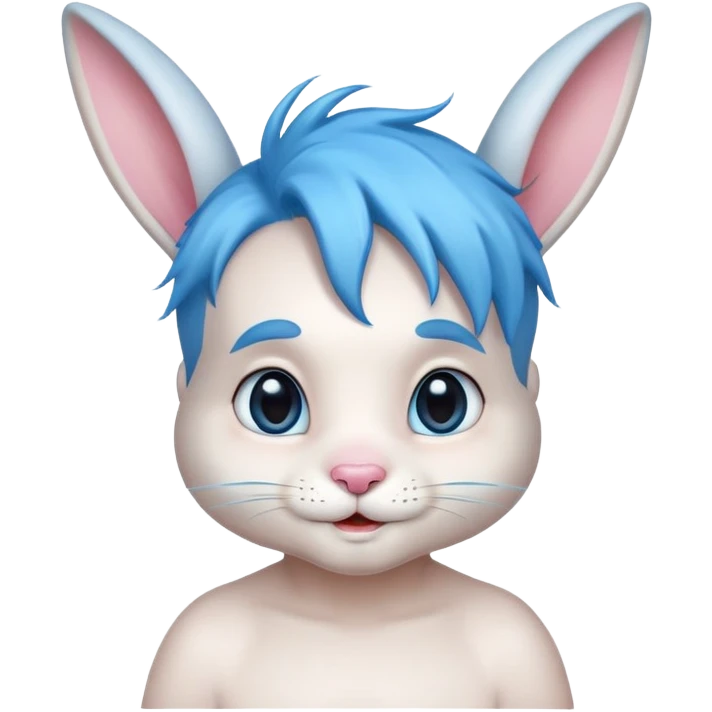 pretty easter boy bunny with blue hair emoji