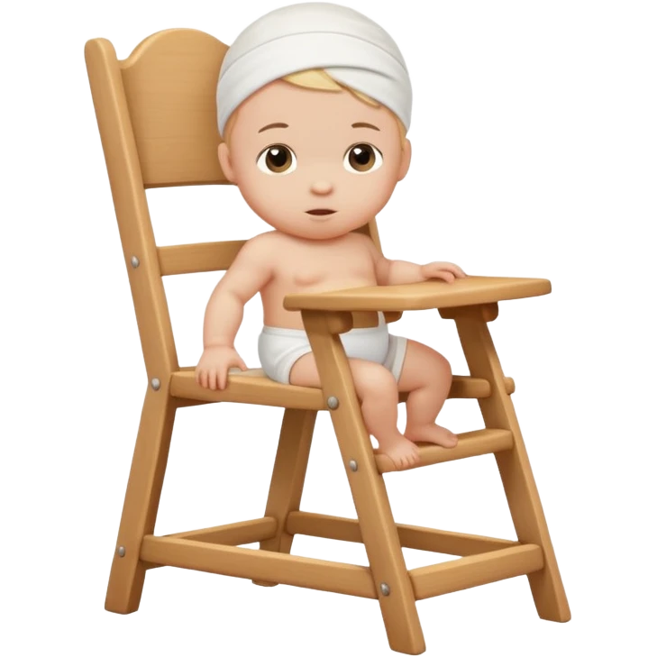 standing baby in a white diaper, holding onto a chair emoji