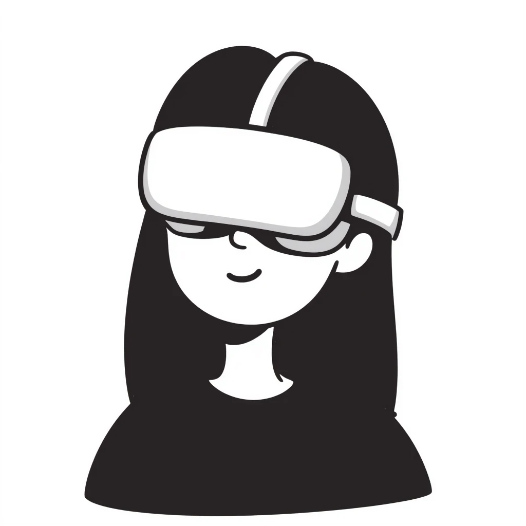 woman wearing VR glasses, hand drawn doodle style emoji