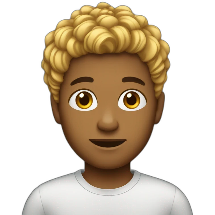 Joven pelo corto con iPhone emoji