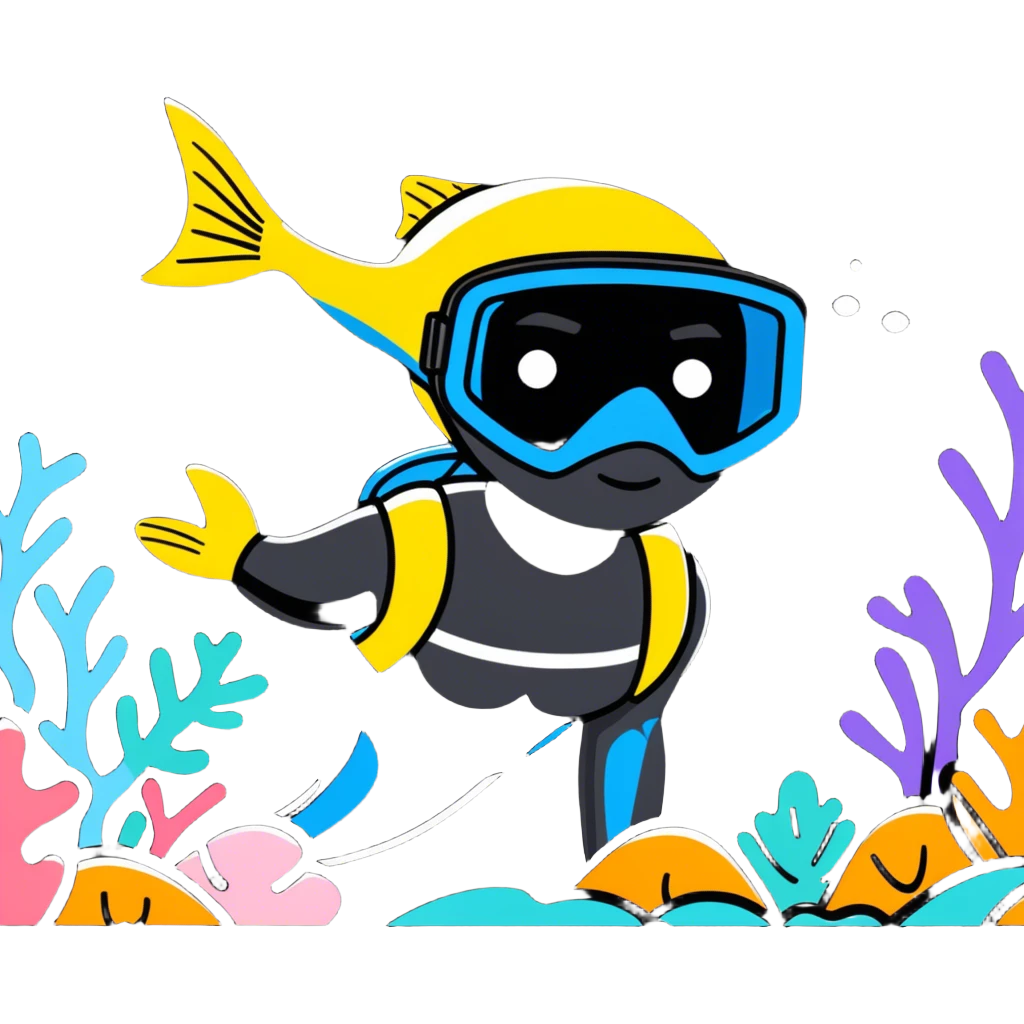 happy person snorkeling with colorful fish emoji