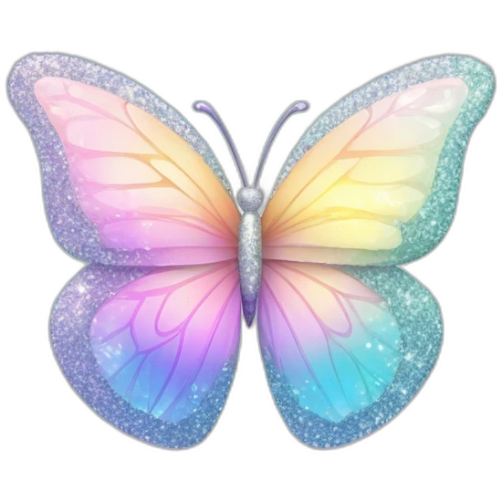 Shiny Glossy Glittery Sparkly Pastel Gradient Hue Iridescent Crystal Butterfly emoji