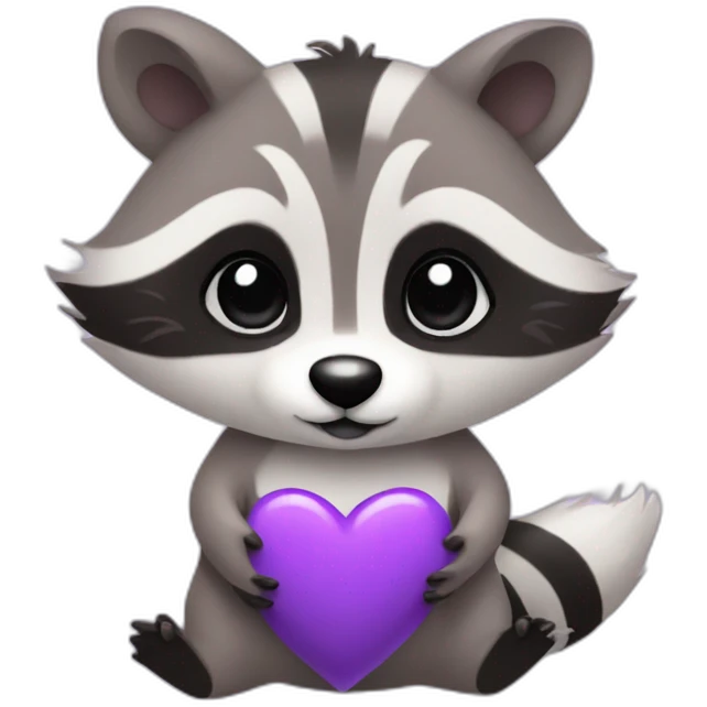 Purple raccoon drawing hearts emoji