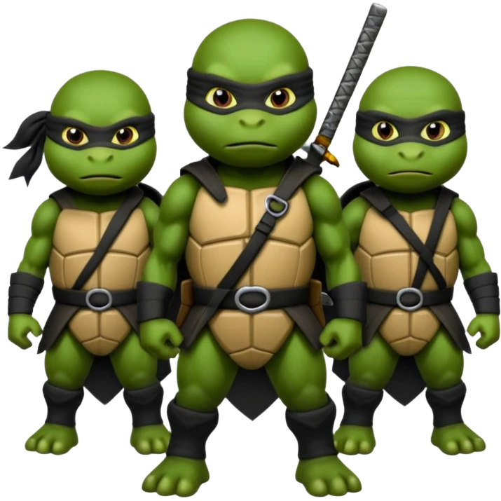 Teenage Mutant Ninja Turtles dressed in black ninja attire emoji